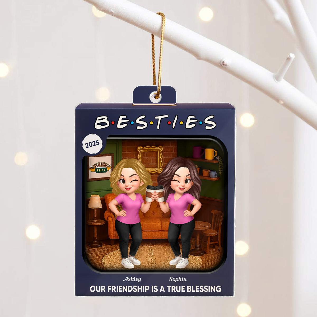 Besties Forever Toy Box Style - Personalized Acrylic Ornament - Christmas Gift For Friends