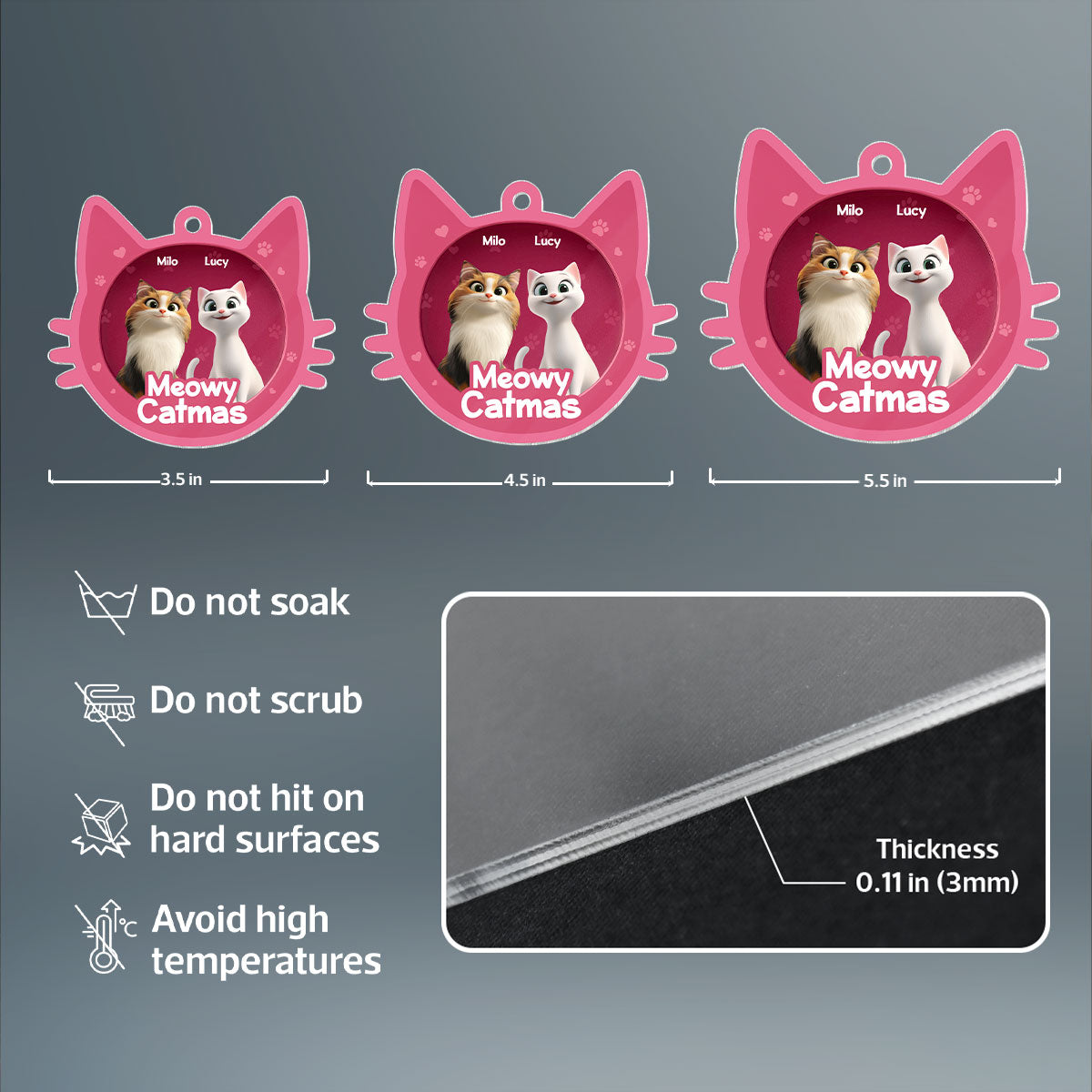 Meowy Catmas Cat Face 3D Effect Toy Box Personalized Acrylic Ornament, Christmas Gift for Cat Lovers