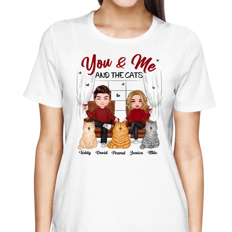 Couple And Cats Sitting Personalized Shirt