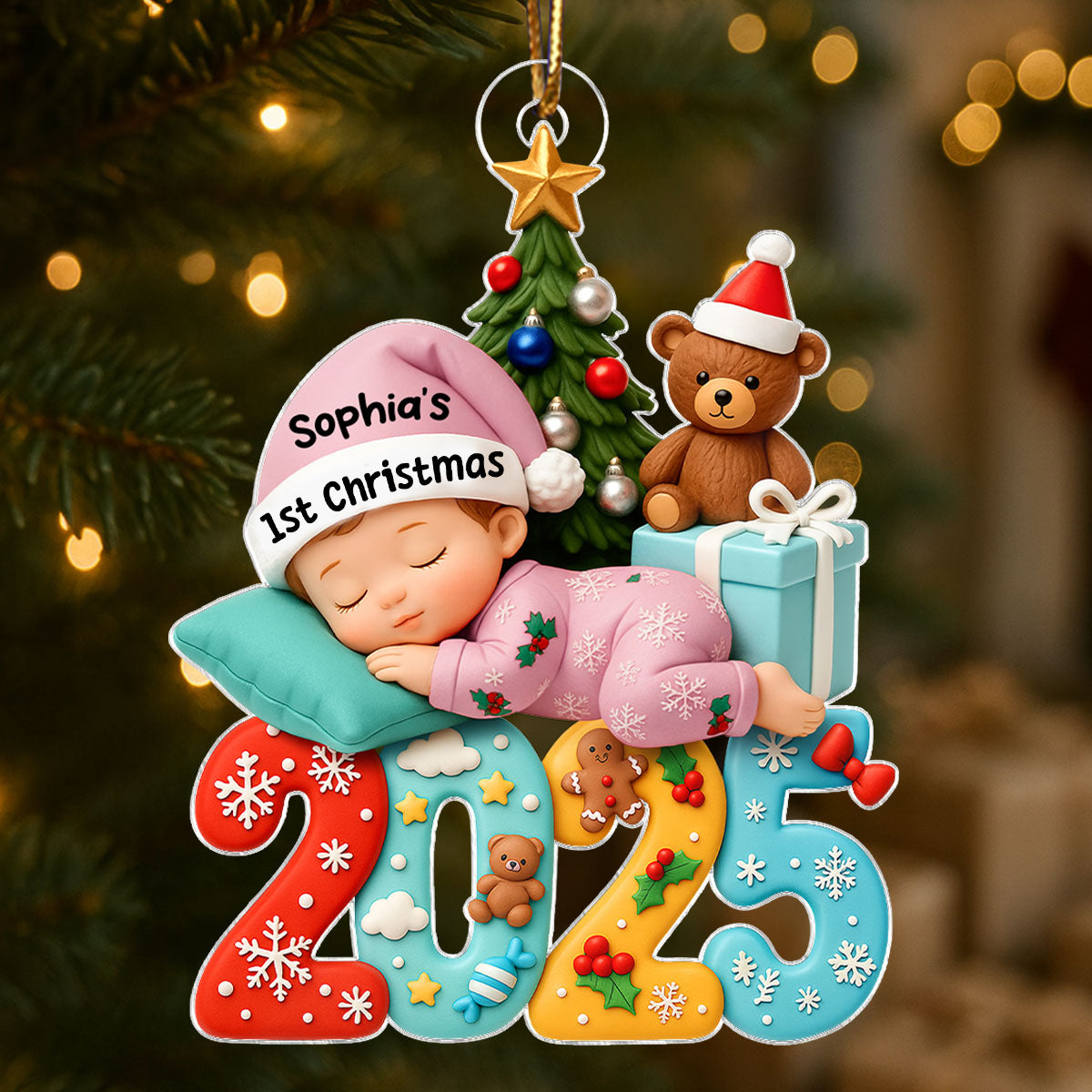 Baby's 1st Christmas 2025 - Personalized Acrylic Ornament - Unique Christmas Gift For New Parent, Newborn Keepsake