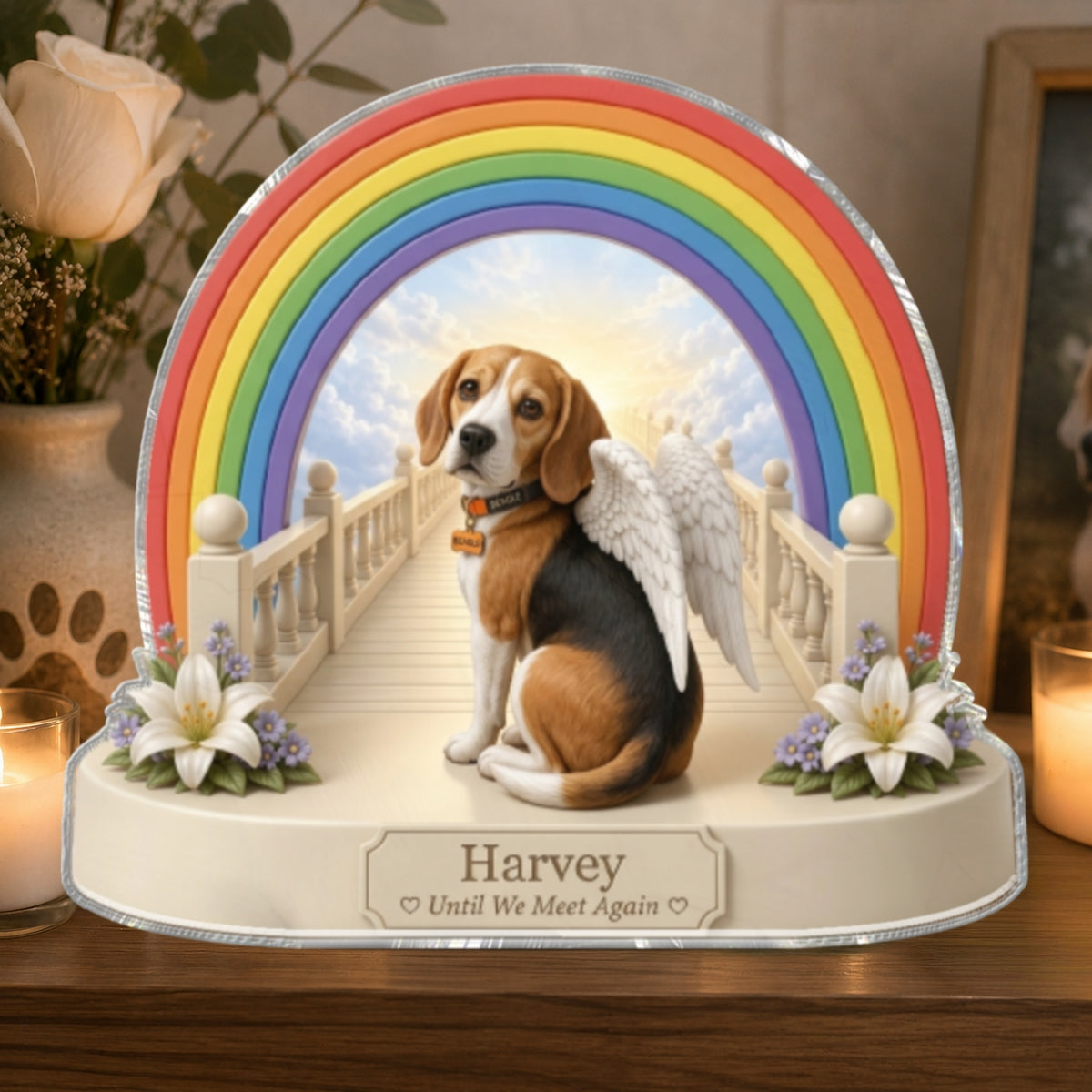 Rainbow Bridge Pet Memorial from Photo - Personalized Acrylic Block