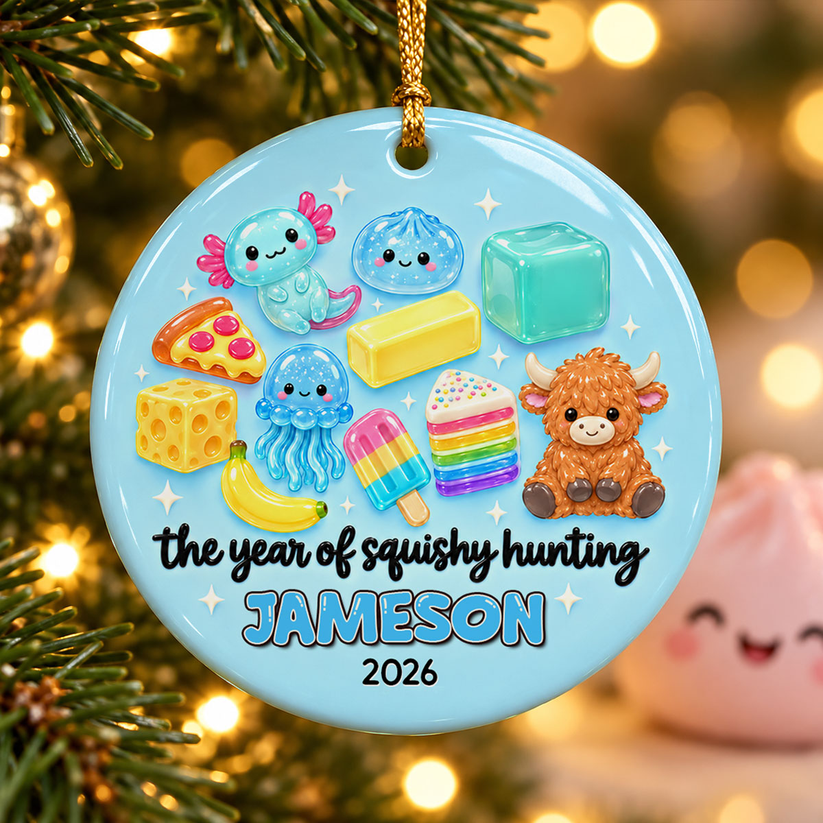 The Year of Squishy Dumpling Cute Characters- Personalized Ceramic Ornament - Christmas Gift for Daughters, Sons, Grandkids