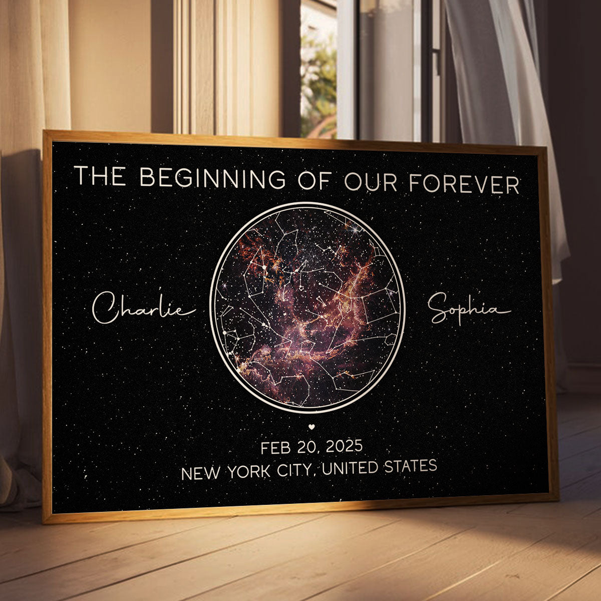 Galaxy Night Eternal Love Couple Custom Star Map Anniversary Date Personalized Poster