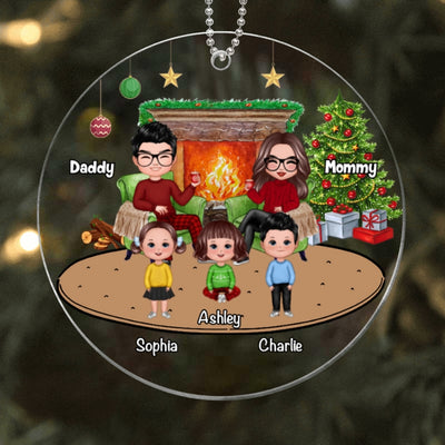 Doll Couples And Kids Personalized Christmas Acrylic Ornament