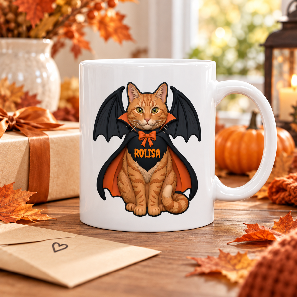 Custom Dog Cat Vampire - Personalized Mug - Spooky Rustic Halloween Porch Decoration