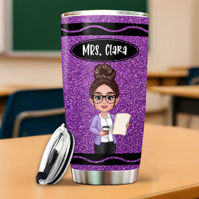 Teacher Crayon Personalized Tumbler| Back To School Gift For Teacher (Not Real Glitter)