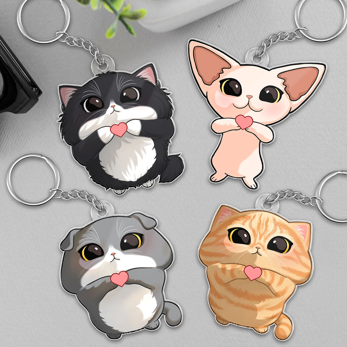 Cute Cartoon Looking Up Cat Gift For Cat Lover Personalized Acrylic Keychain