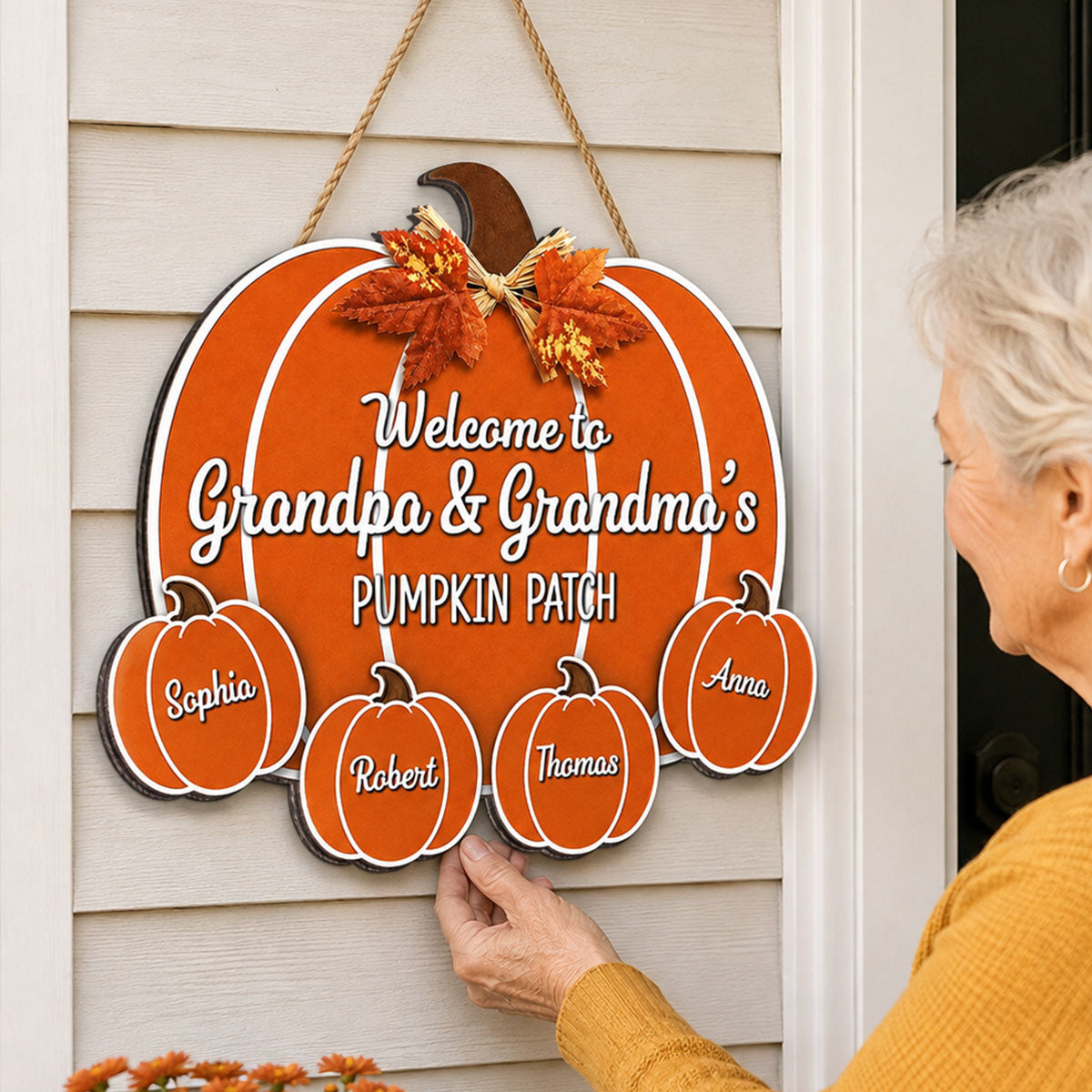 Fall Season Vibe Welcome To Grandma Grandpa Pumpkin Patch - Personalized Wood Sign - Fall Decoration For Grandparents
