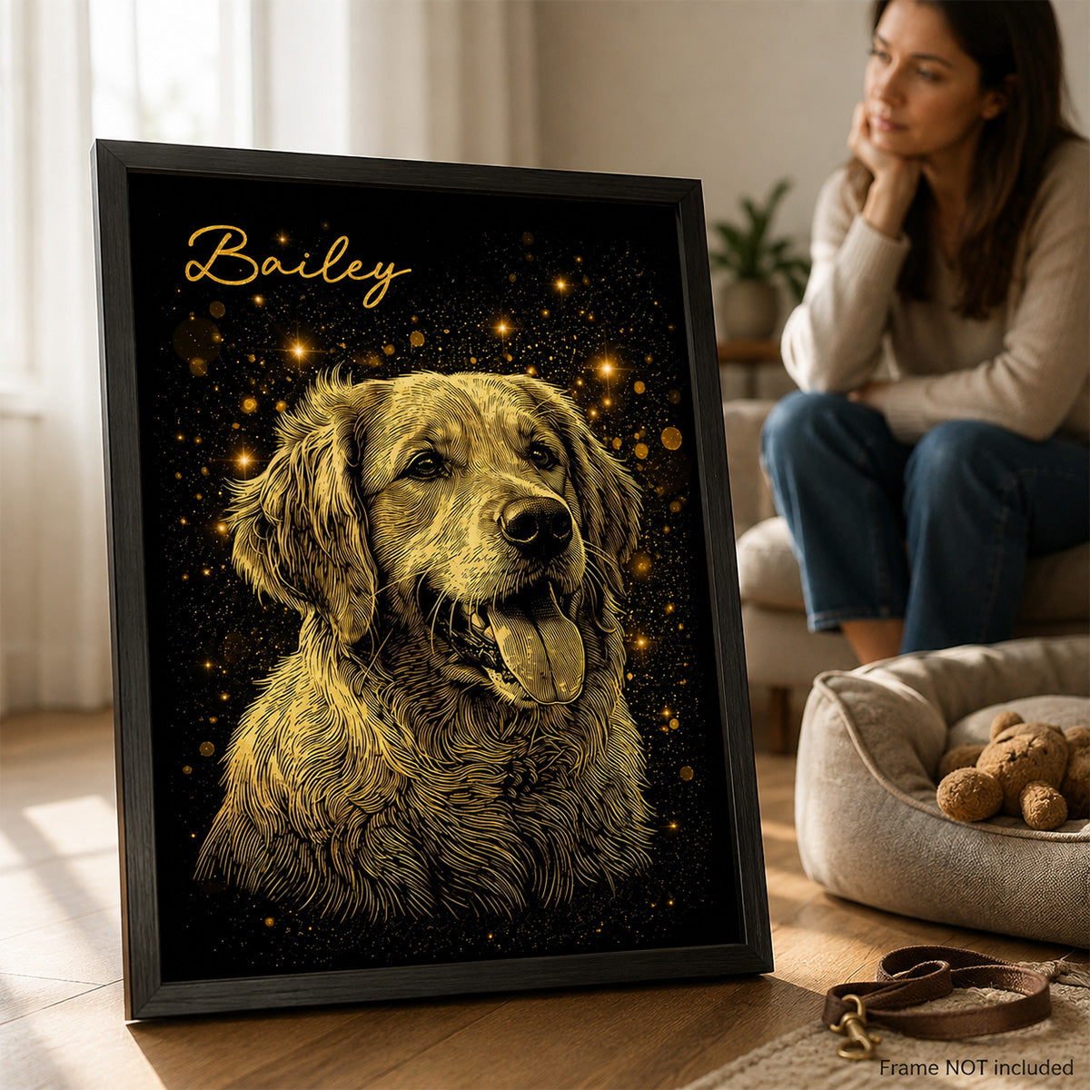 Golden Pet Memorial - Personalized Poster - Pet Loss Tribute Thoughtful Memorial from Photo
