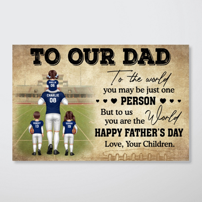 To My Dad American Football Dad Fan Personalized Horizontal Poster
