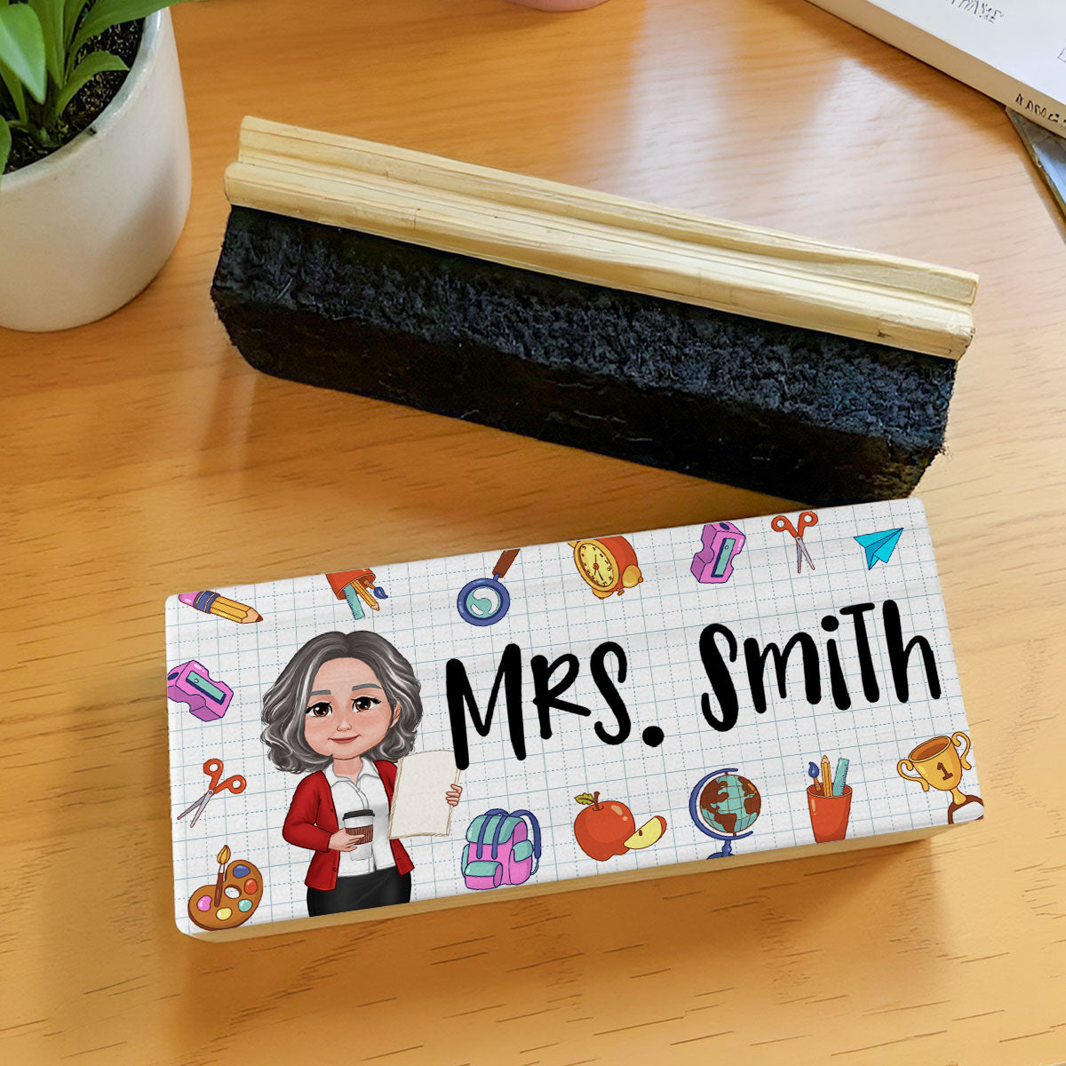 Teacher School Things Personalized Chalkboard/Whiteboard Eraser with Marker, Teacher Appreciation Gift, Back To School Gift