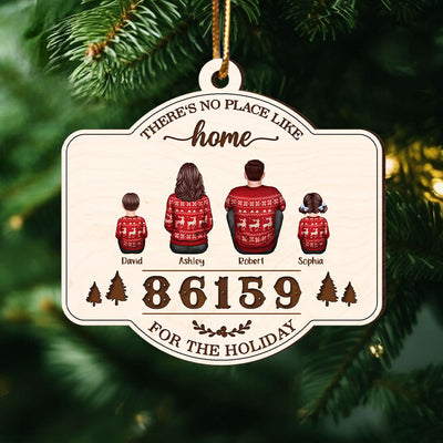 No Place Like Home Zip Code Doll Family Personalized Wooden Ornament, Christmas gift for Family