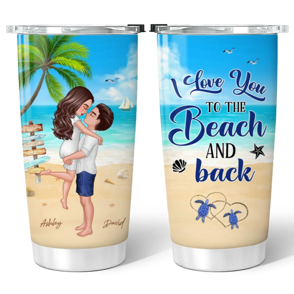Summer Doll Couple Kissing Hugging On The Beach Personalized Tumbler