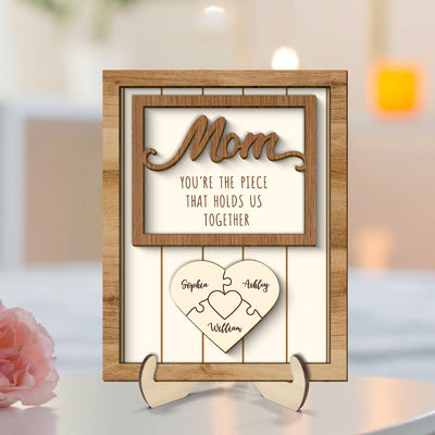 Personalized Mom Gift You are the Piece that Holds us Together, Puzzle with Names for Mother, Engraving Wood Gift, Mommy Gift
