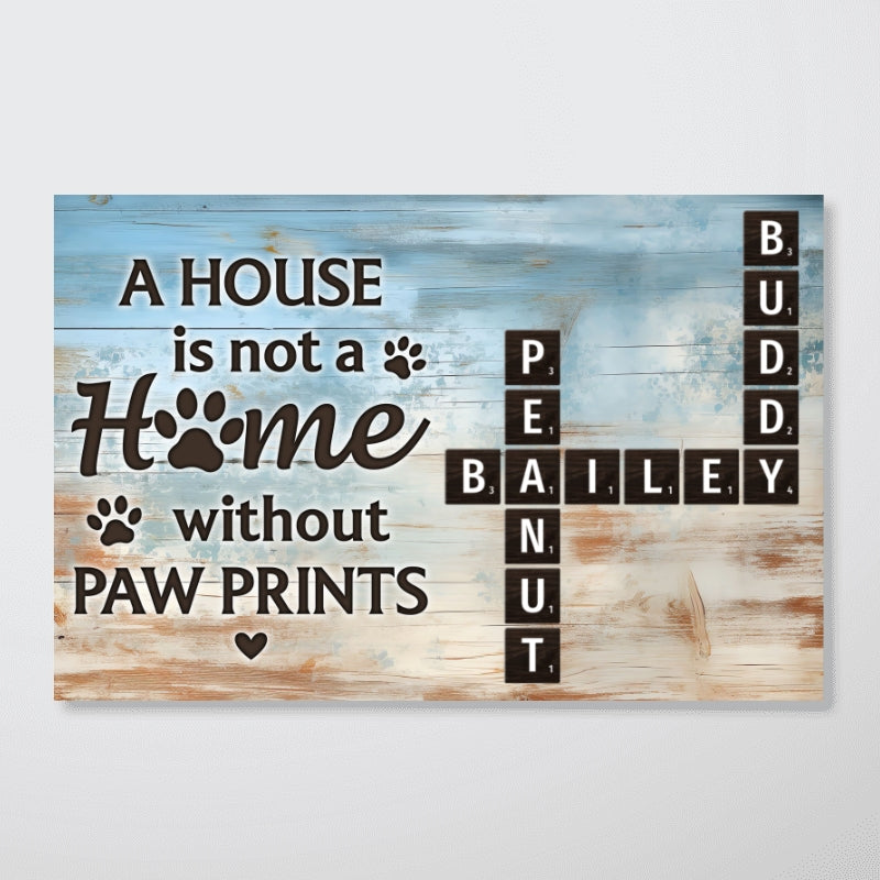 Home With Paw Prints Pet Crossword Puzzle Art - Personalized Poster
