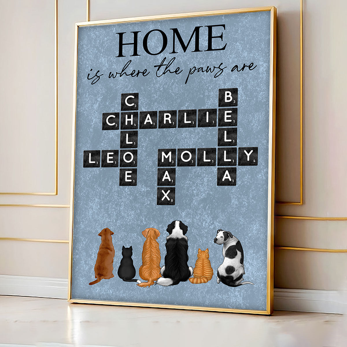 Home Is Where The Paws Are Crossword Puzzle Art Pet Lover Home Decor Personalized Poster