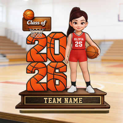 Basketball Senior Class Of 2026 2027 - Personalized 2-Layered Wooden Plaque - Graduation Gift For Son, Daughter