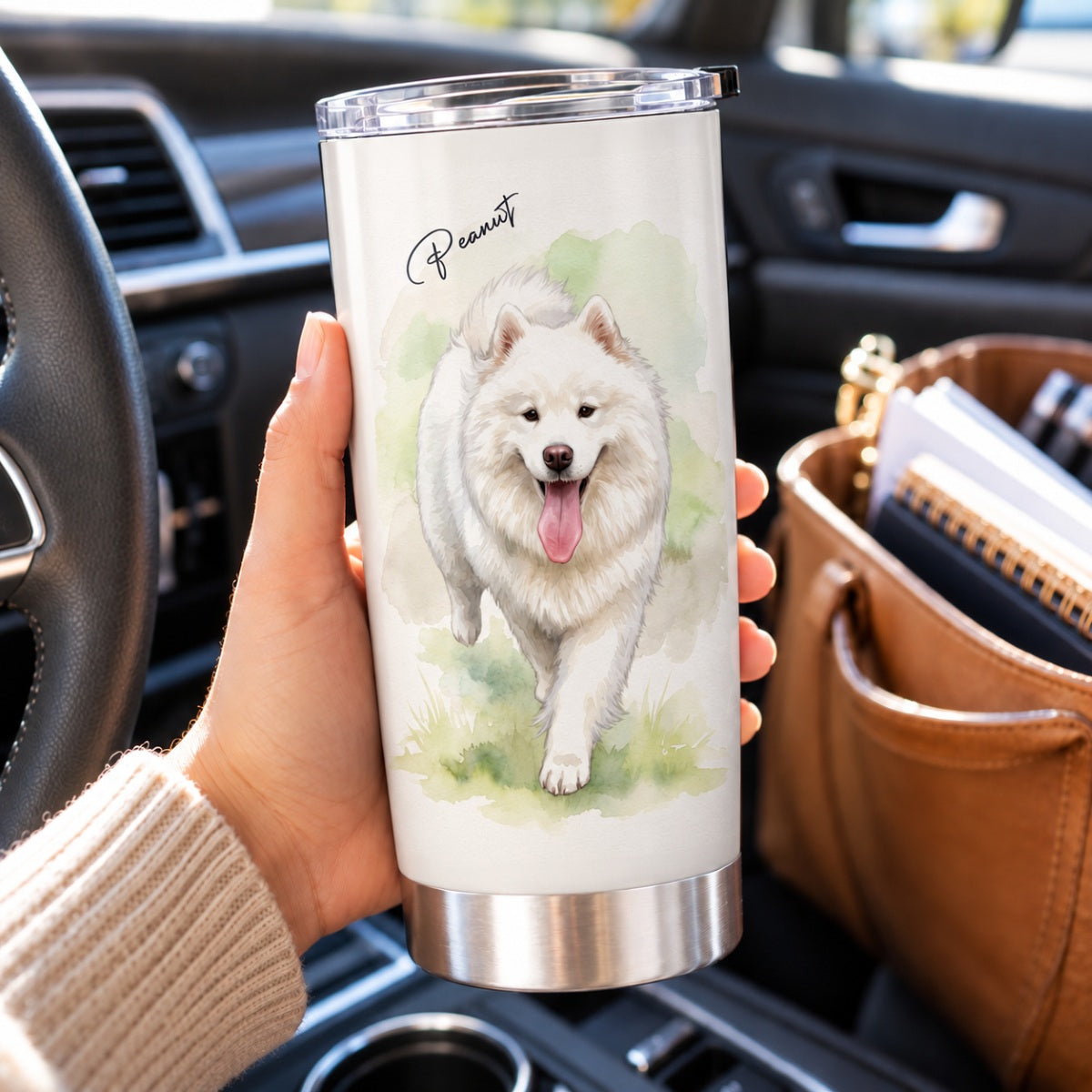 Custom Dog Cat Watercolor Portrait from Photo - Personalized Tumbler - Christmas Gift for Dog Lovers, Memorial Gift