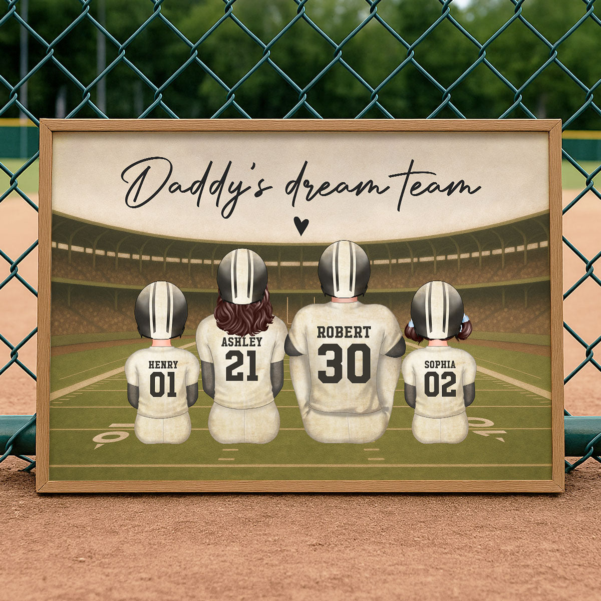 Retro Vintage American Football Daddy's Dream Team Personalized Poster| Unique Father's Day Gift For Dad