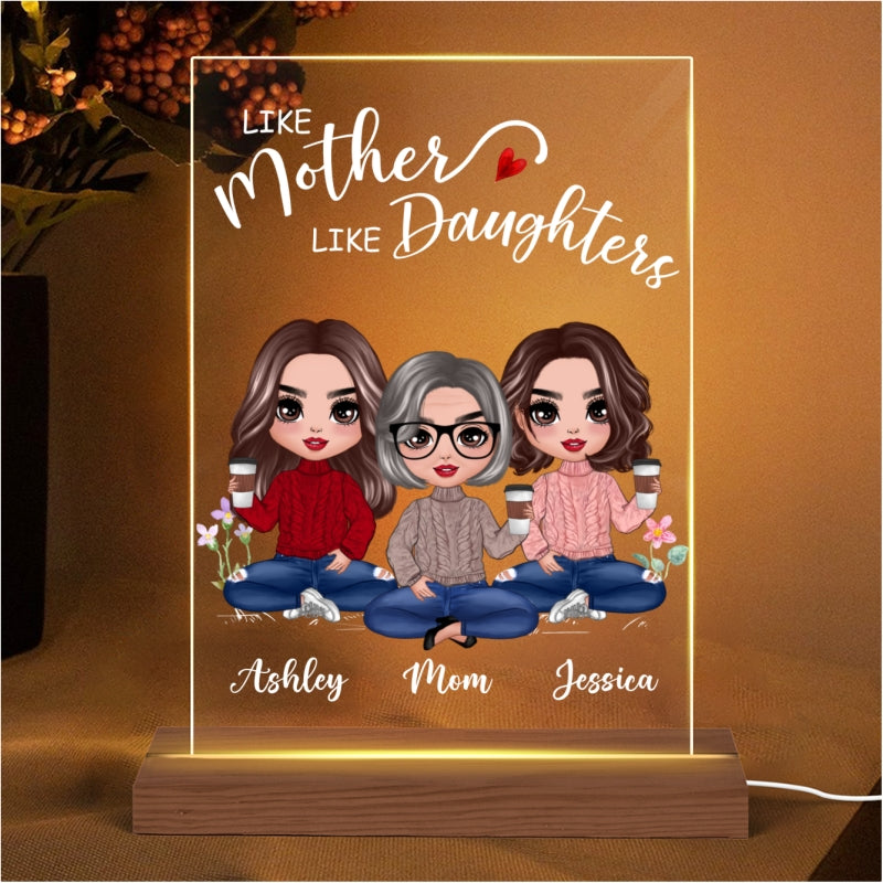 Doll Mother And Daughters Personalized Plaque LED Night Light
