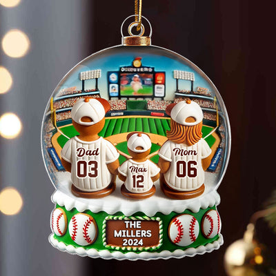 Gingerbread Baseball Family Watching Game Sport Lover 3D Effect Personalized Acrylic Ornament