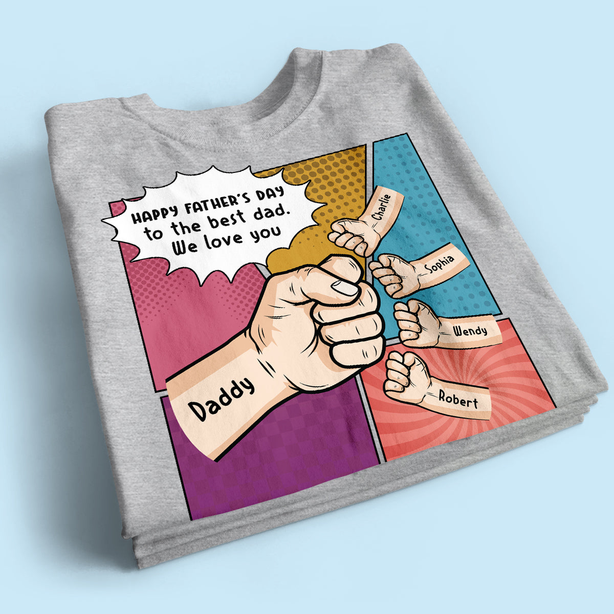 Pop Art Fist Bump Happy Father's Day Personalized Shirt