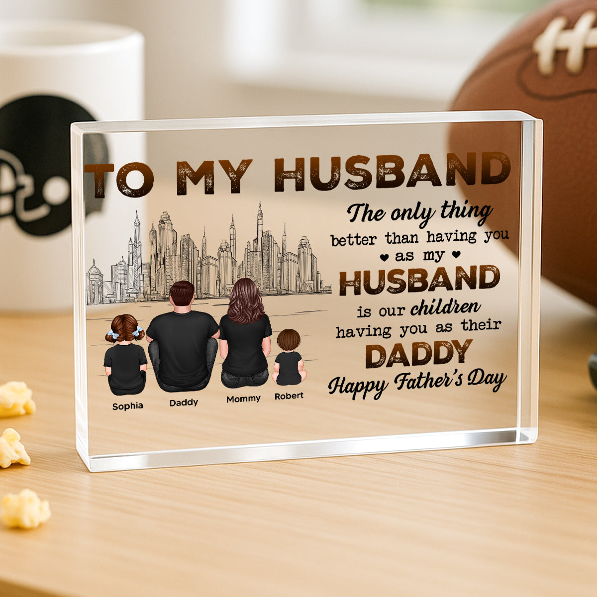 Our Children Having You As Their Daddy Personalized Rectangle Acrylic Block Plaque