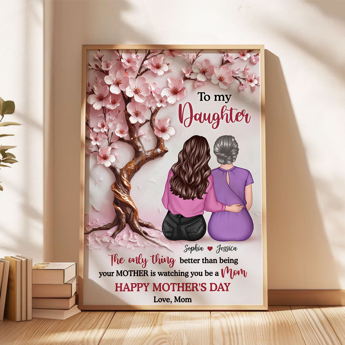 3D Effect Blossom Tree To My Daughter Personalized Poster, Mother's Day gift for Daughters