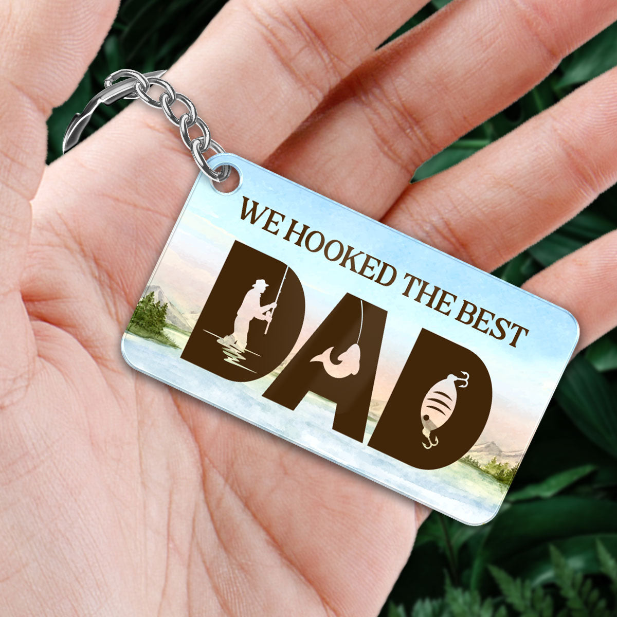 Fishing Dad Grandpa Back View Man And Kids Personalized Acrylic Keychain