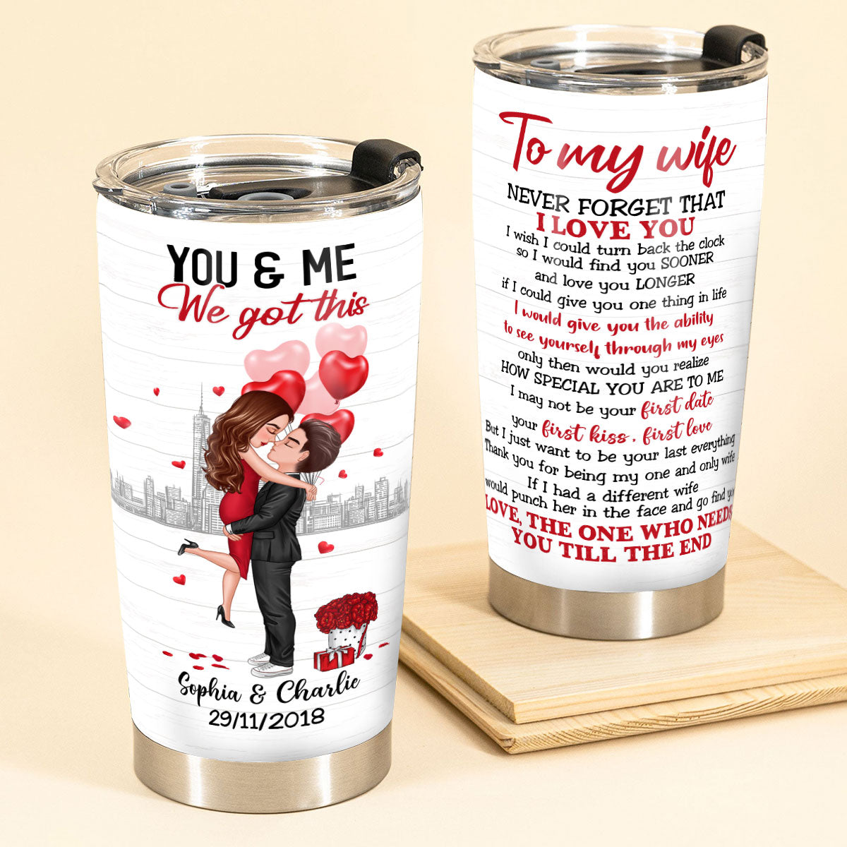 To My Wife Valentine‘s Day Gift For Him For Her Personalized Tumbler