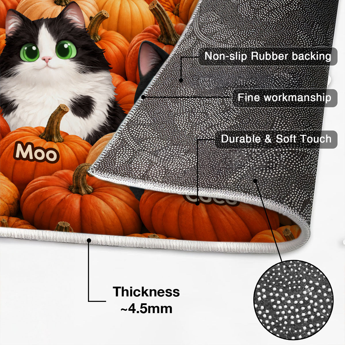 Fall Season Cute Cats Play In Pumpkin Patch - Personalized Doormat - Fall Decor For Cat Lovers