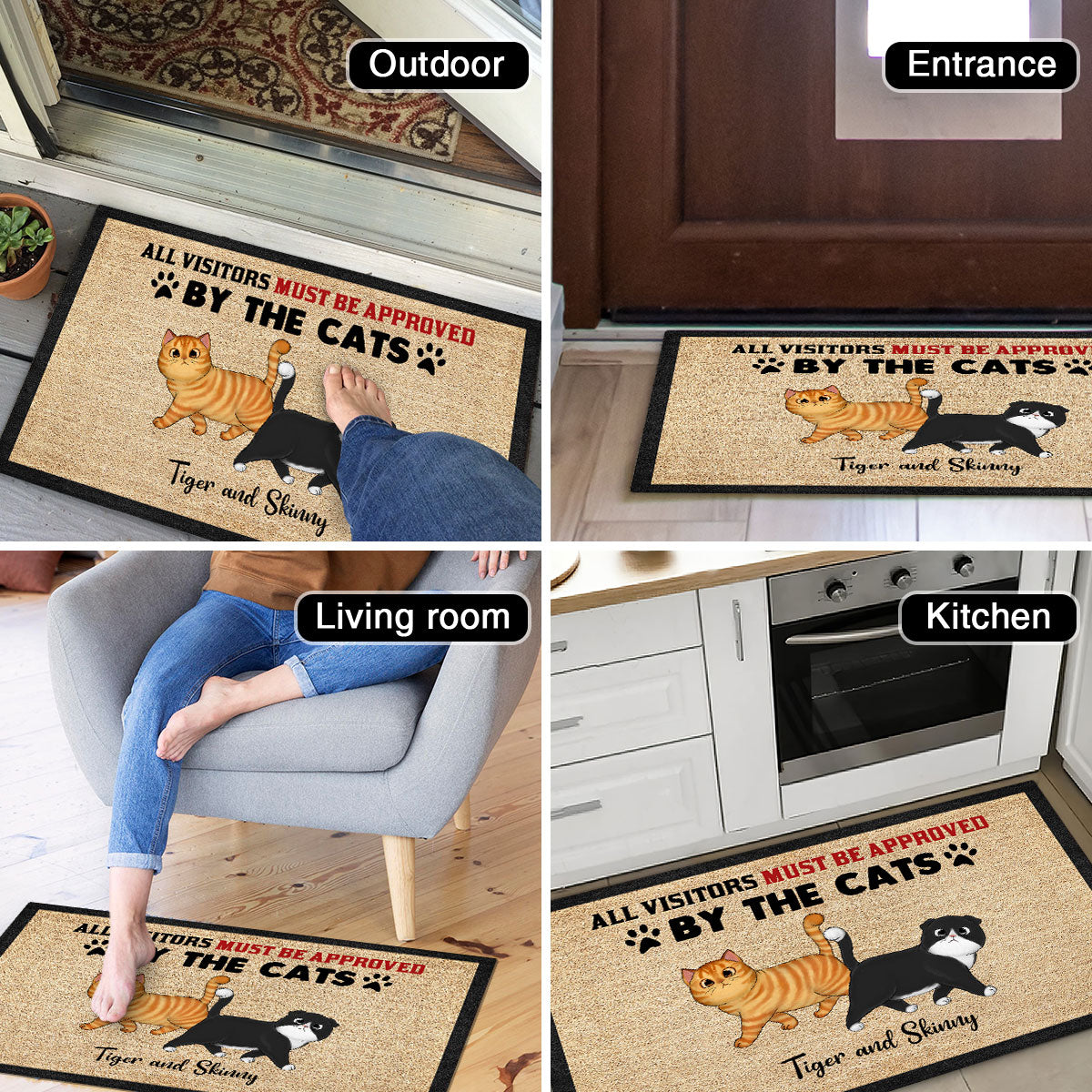 All Visitors Must Be Approved By Cats Home Decor Gift For Cat Lovers Personalized Doormat
