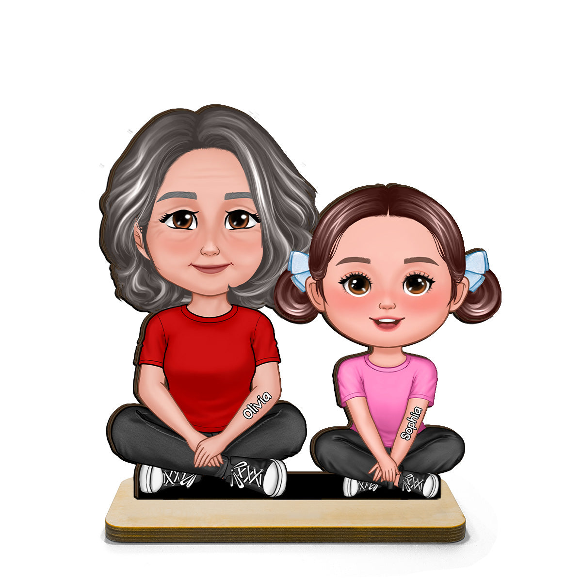 Grandma & Grandkid Crossed Legs Home Decor Gift For Grandma Personalized Standing Wooden Plaque