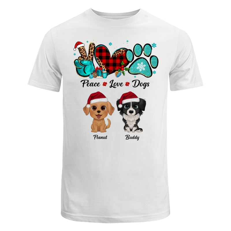 Peace Love Dogs Watercolor Cute Dogs Christmas Pattern Personalized Shirt