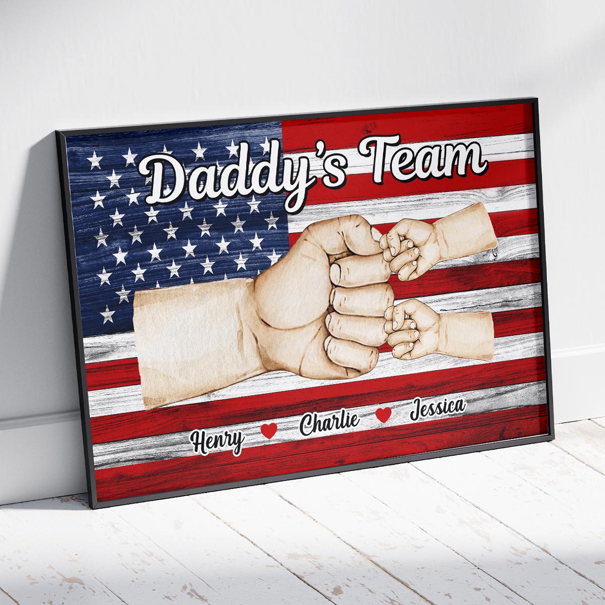 Nation Flag Daddy‘s Team Fist Bump Gift For Dad Personalized Horizontal Poster