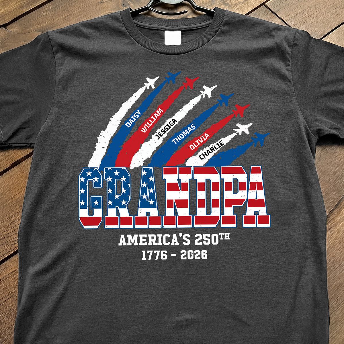 Proud Dad Grandpa Nation Flag American 250th Anniversary - Personalized Shirt - Gift For Dad, Grandpa