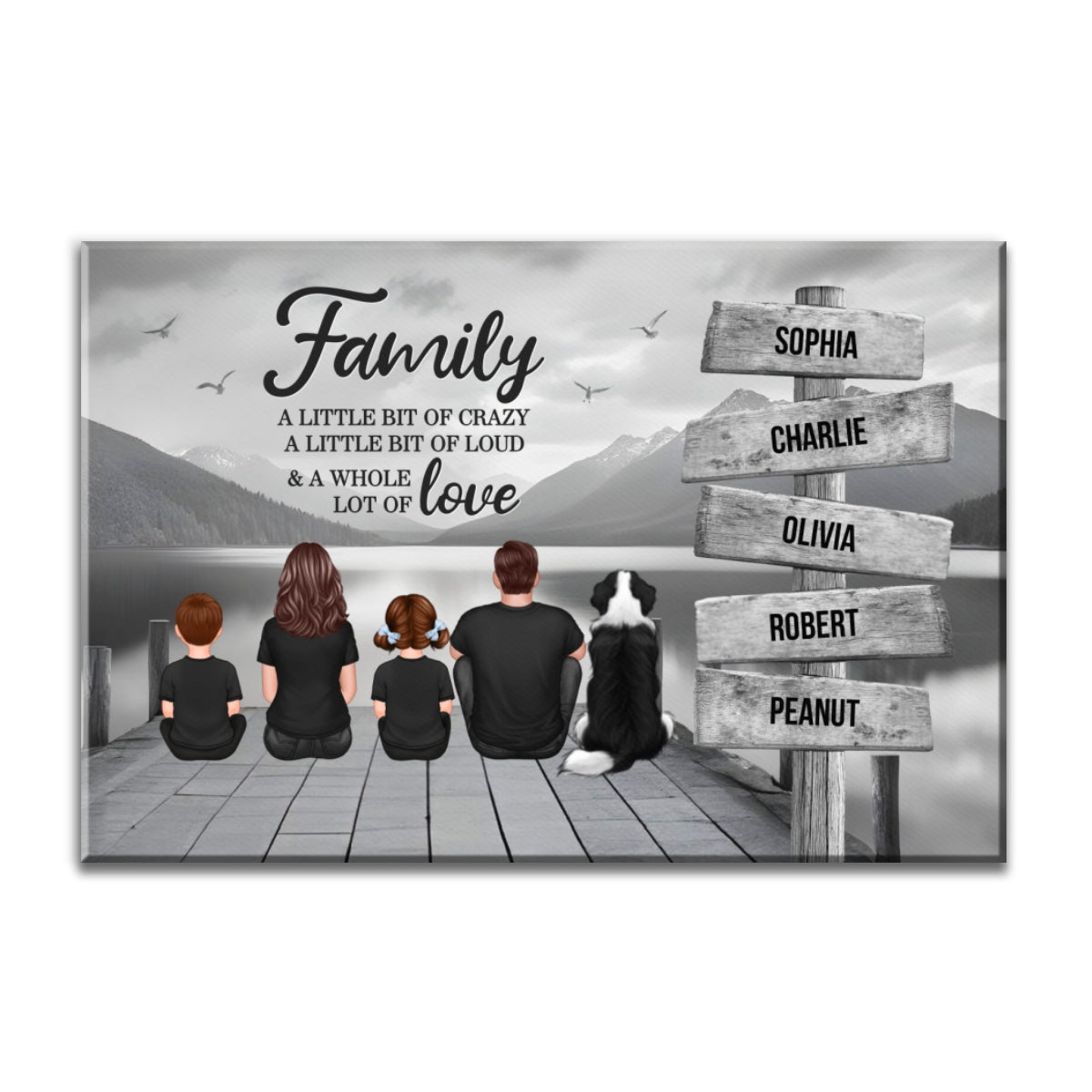 Family A Little Whole Lot of Love Sign Posts Personalized Wrapped Canvas, Heartfelt 2025 Father's Day Gift For Dad, Husband