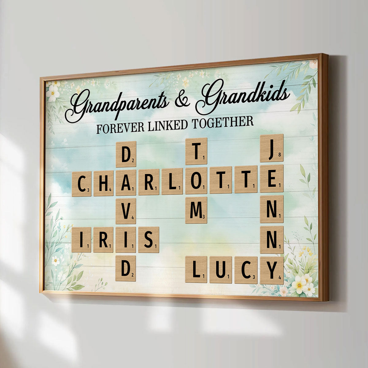 Grandma Grandpa & Grandkids Crossword Puzzle Personalized Poster, Heartfelt Gift For Grandma's Birthday, Mother's Day or Just Because