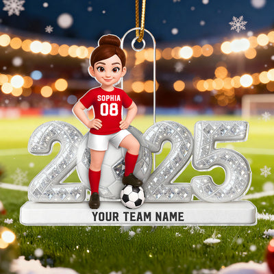 3D Shining Effect Christmas Soccer Player - Personalized Acrylic Ornament - Christmas Gift For Soccer Players