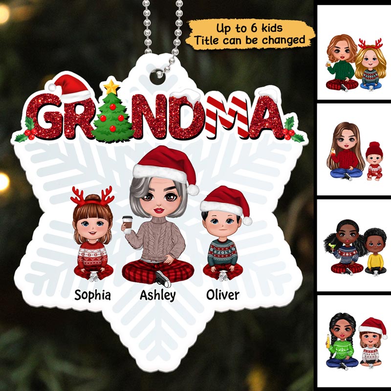 Mom Grandma Letters Christmas Personalized Acrylic Ornament