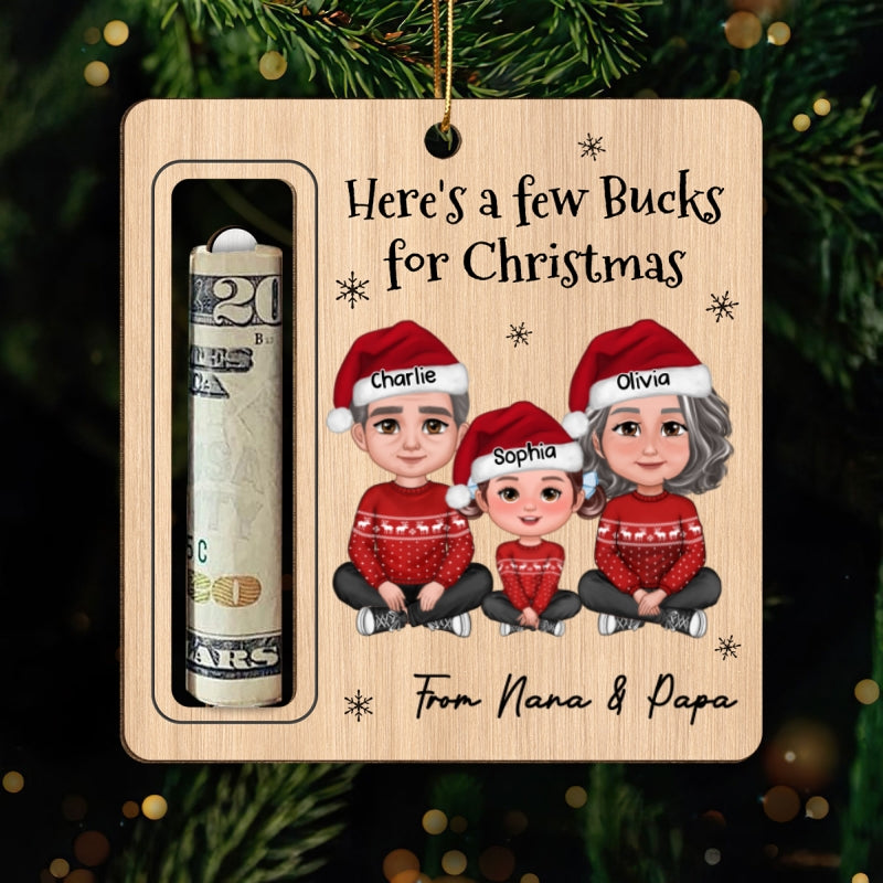 Here's A Few Bucks For Christmas For Grandchildren From Grandparents Personalized Money Holder Ornament