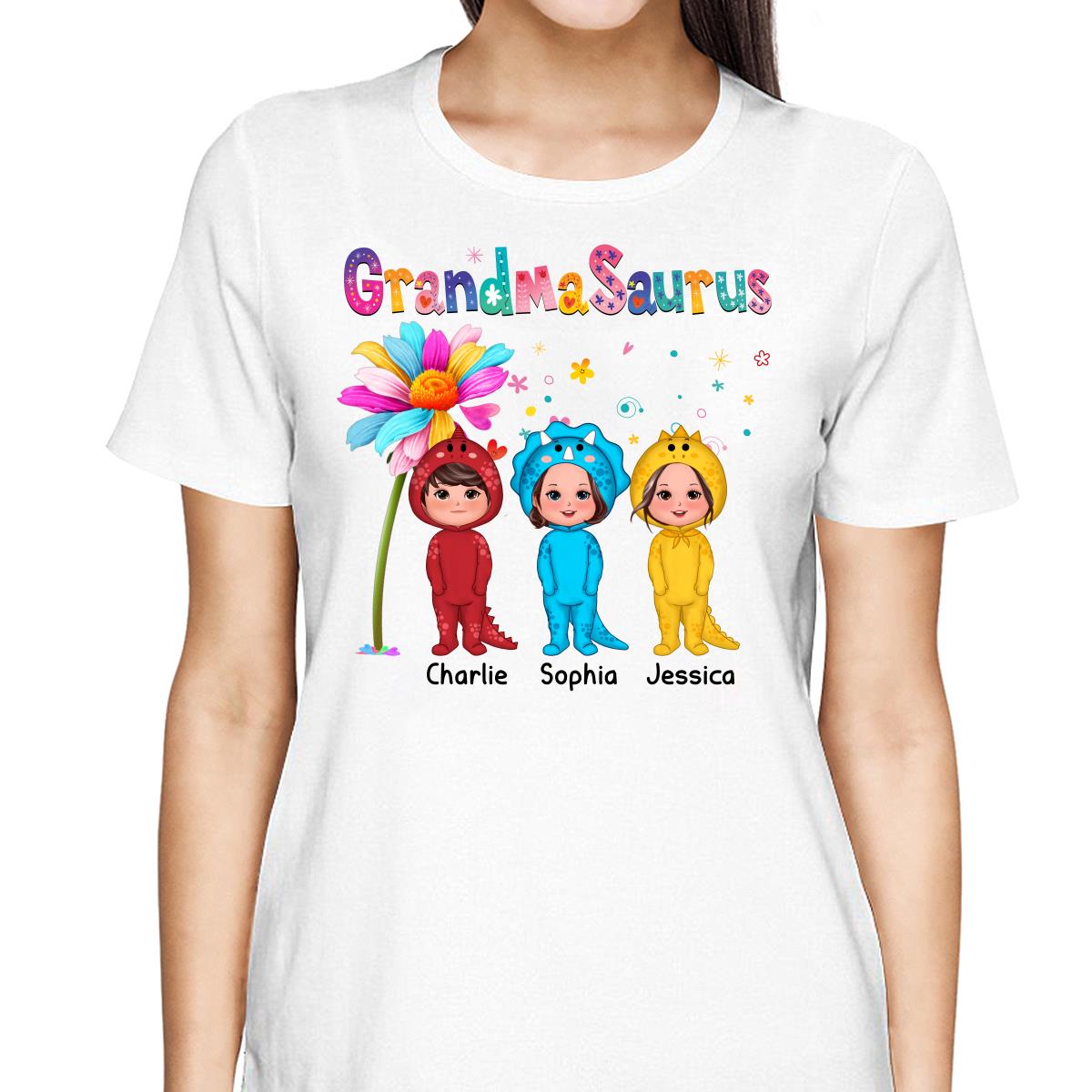 Grandmasaurus Doll Kids Dinosaur Costume Gift For Grandma Personalized Shirt