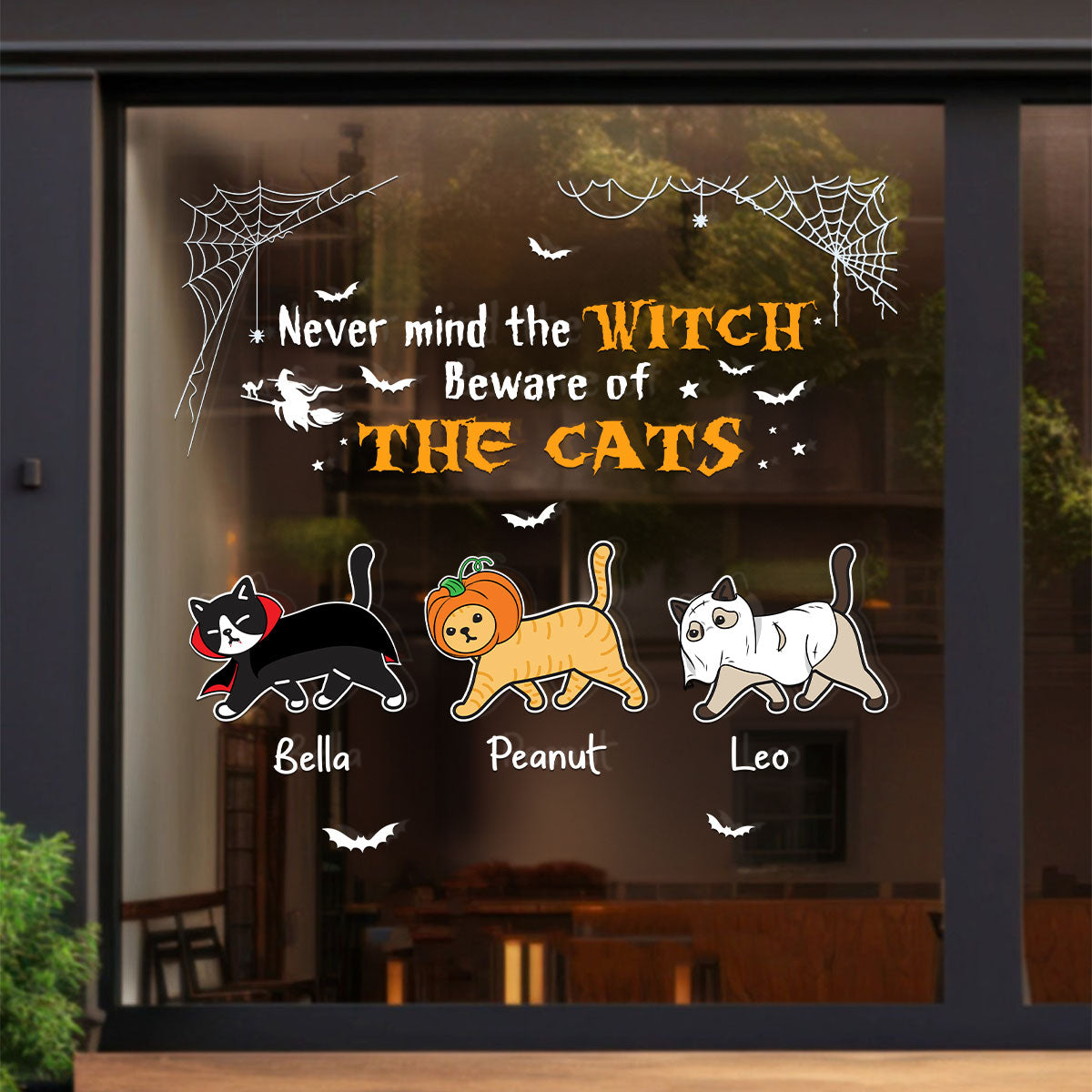 Never Mind The Witch Beware Of The Cats Halloween Decor Personalized Decal