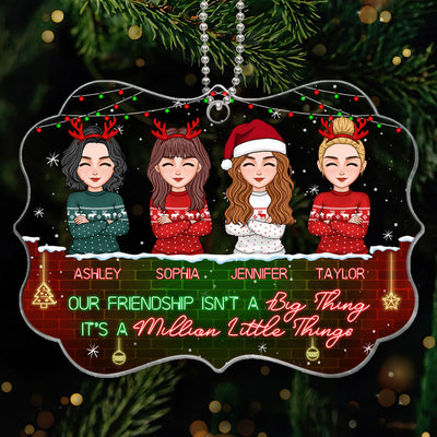 Besties Sisters Neon Light And Brick Personalized Acrylic Ornament
