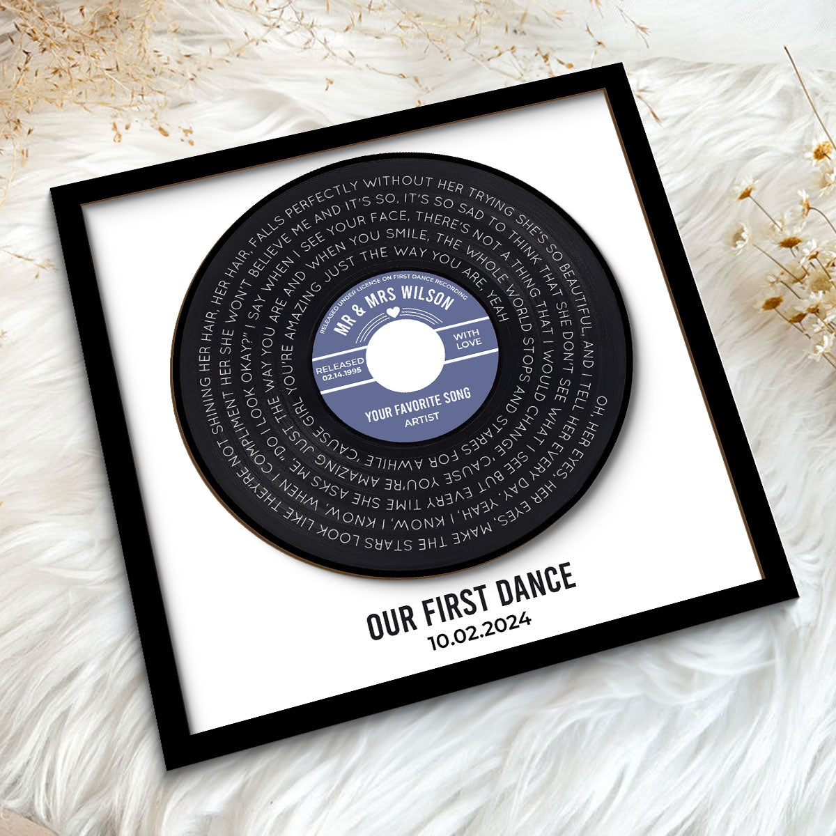 Custom Vinyl Record Label Print Personalized 2-Layer Wooden Plaque, Wedding, Valentine's Day, Anniversary, Mother's Day, Father's Day Unique Gift for Him Gift for Her