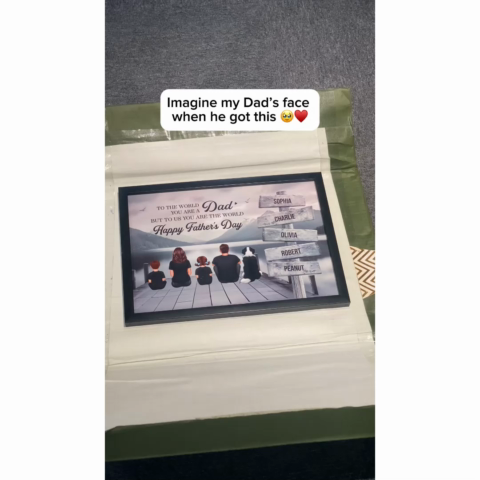 Dad And Family Sitting Sign Posts Personalized Poster, Heartfelt Father's Day Gift For Dad, Husband