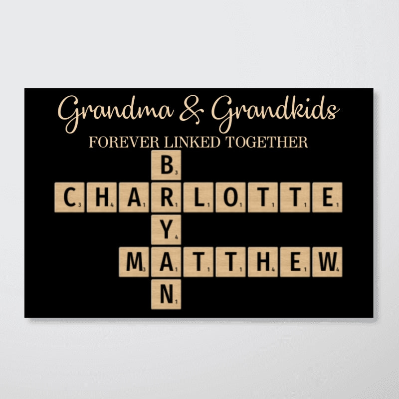 Grandma & Grandkids Forever Linked Together Crossword Puzzle - Personalized Poster - Unique Gift For Large Family, Parent, Grandma, Siblings, Brothers, Sisters