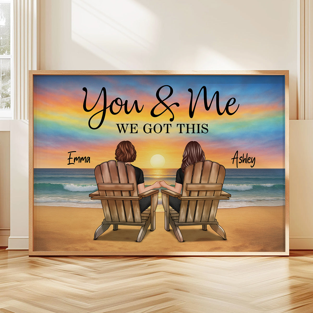 LGBT Couple Beach Landscape Pride Month Personalized Poster