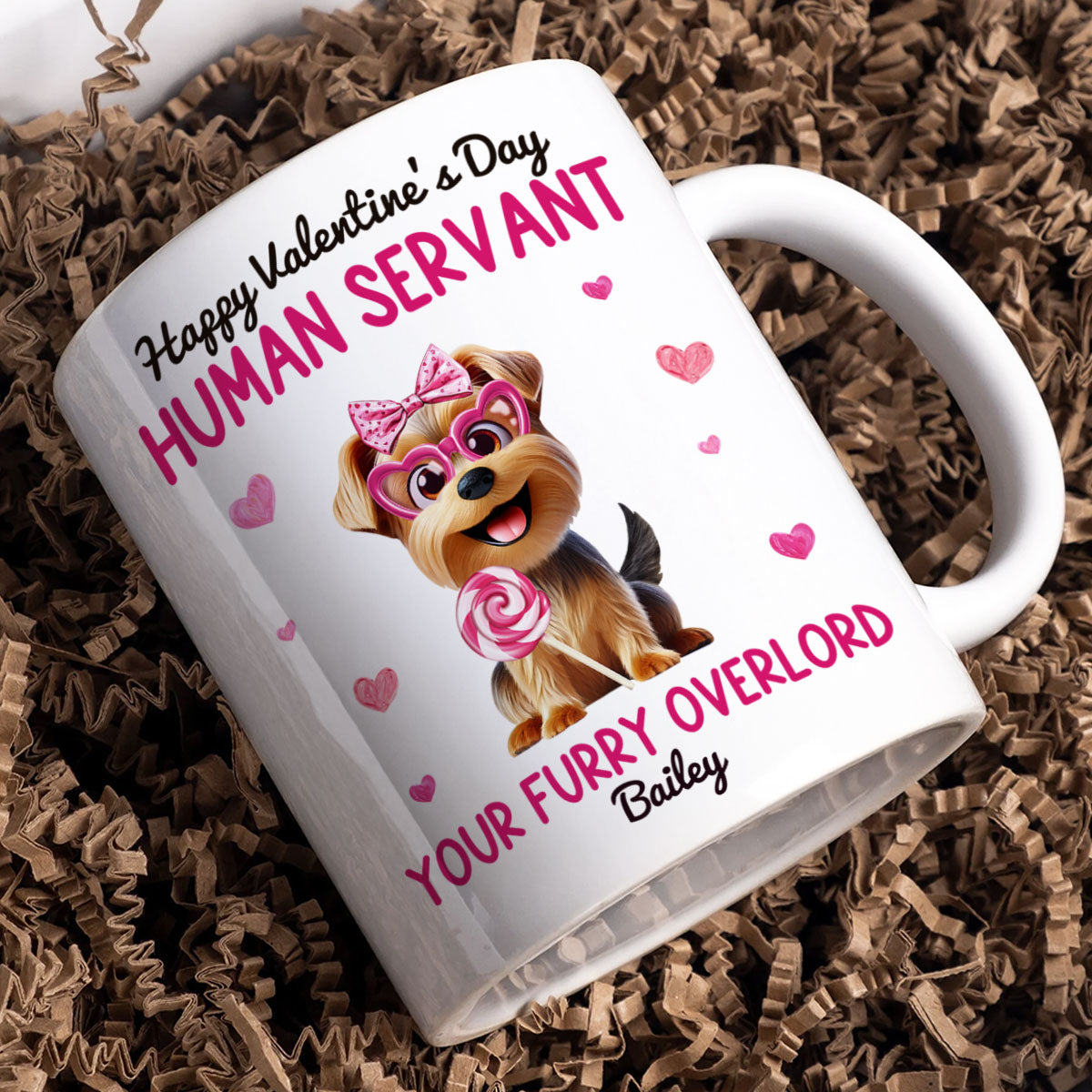 Funny Cartoon Dogs Happy  Human Servant Personalized Mug,  Gift For Dog Lovers, Dog Moms