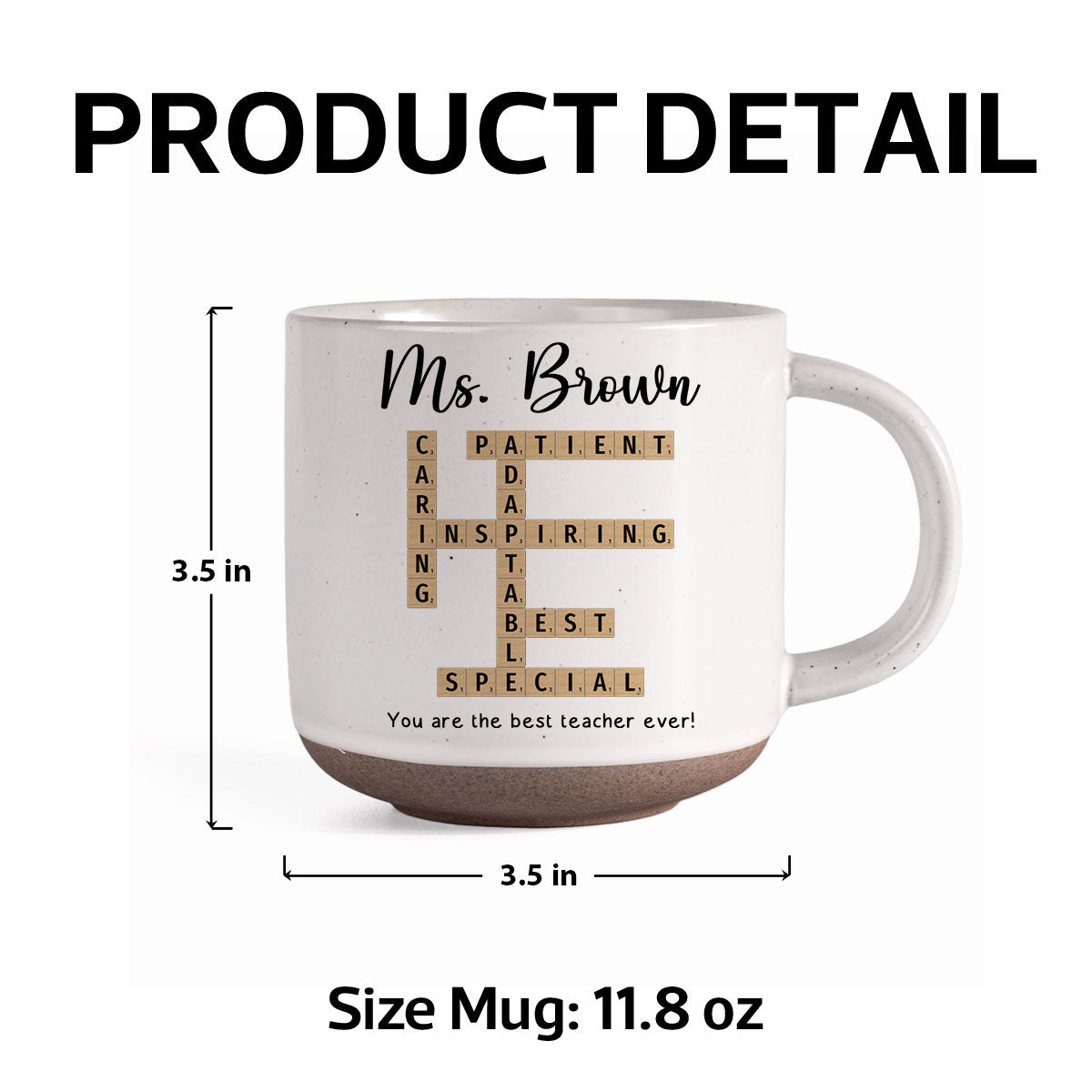 Best Teacher Coach Ever Crossword Art - Created In A Moment Personalized Pottery Mug